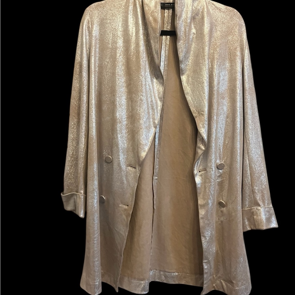 Zara Basic Metallic Silver Coat - image 3